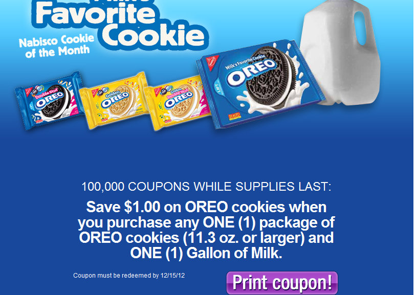 New Oreos and Milk Coupon – 1st 100,000