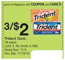Cheap Trident Gum at Walgreens
