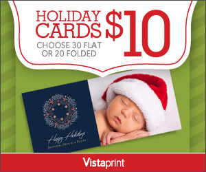 Vistaprint: 30 Flat or 20 Folded Holiday Card For $10