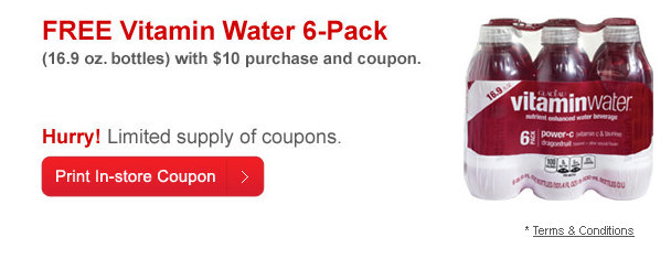CVS: Free 6ct Pack of VitaminWater with $10 Purchase