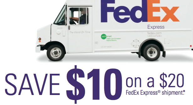 FedEx Coupon for $10 off FedEx Express Shipment