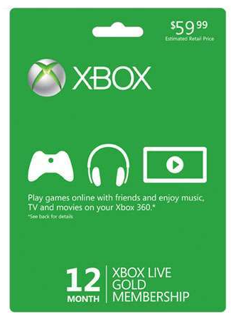 Xbox 360 Live 12 Month Gold Subscription Card $37.99 Shipped