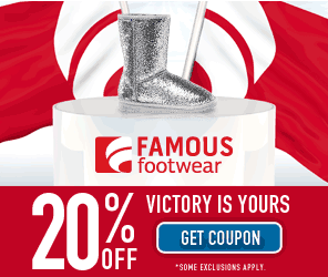 Famous Footwear: Buy One Get One 1/2 Off + Extra 20% Off Famous Footwear: Buy One Get One 1/2 Off + Extra 20% Off