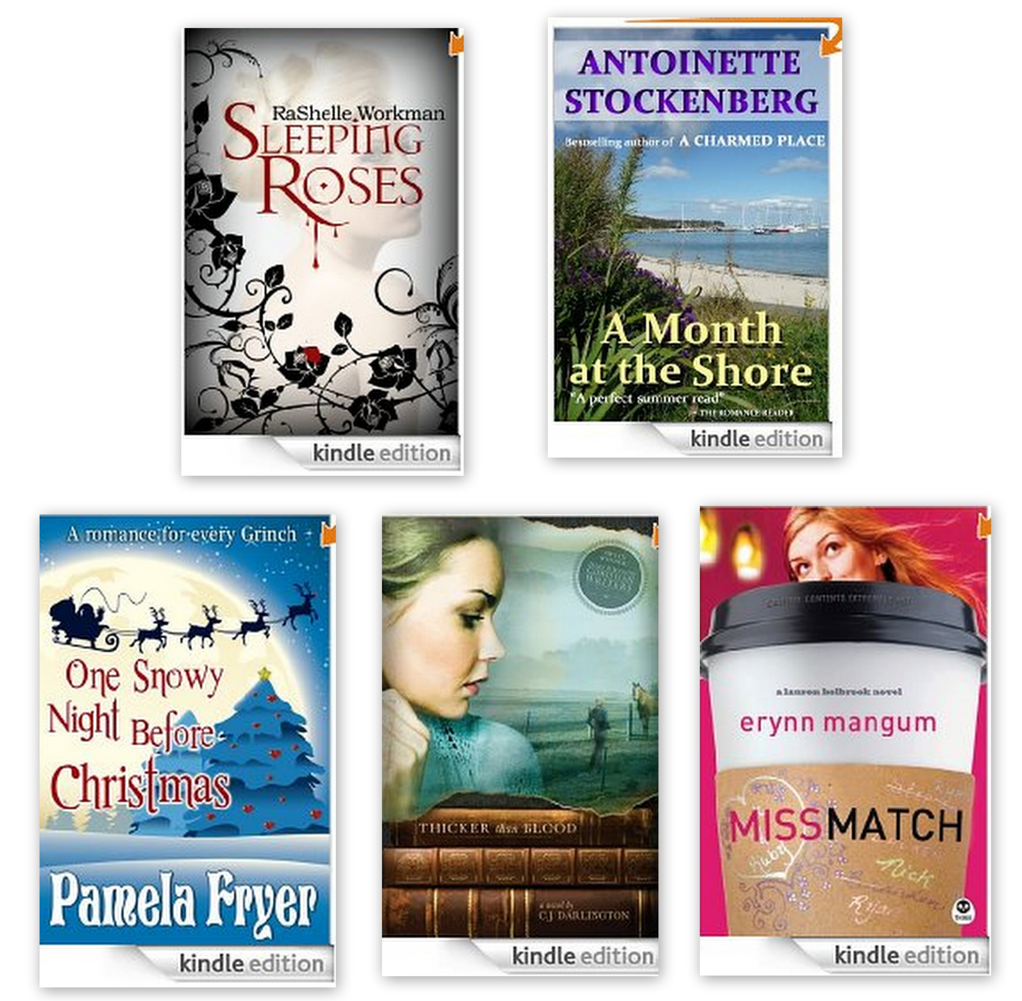 Free Kindle Books | Sleeping Roses, A Month at the Shore, One Snowy Night Before Christmas, Thicker than Blood and Miss Match