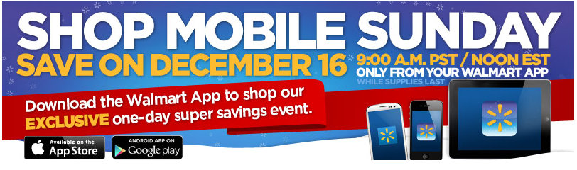Shop Mobile Sunday December 16th – Download Your FREE Walmart App