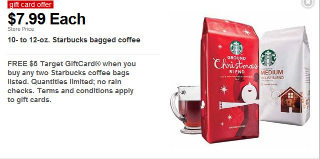 Target: Starbucks Bagged Coffee As Low As $2.74 (after coupons, gift card and rebate)