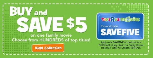 Toys R Us Movies – Two $5 off Promo Codes