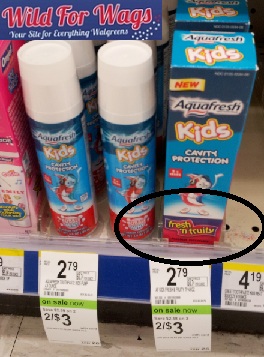 Aquafresh Fresh and Fruity Kid’s Toothpaste for 50¢ at Walgreens