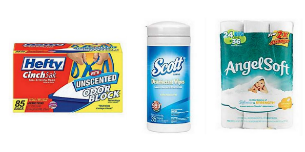 Staples: Cheap Disinfecting Wipes, Scott Paper Towels, Hefty Trash Bags and Angel Soft Toilet Paper