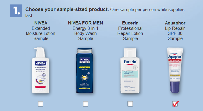 FREE Sample of Aquaphor, Eucerin, or Nivea Products