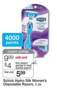 $4 off Schick Hydro Silk Product Printable Coupon + Drugstore Deals