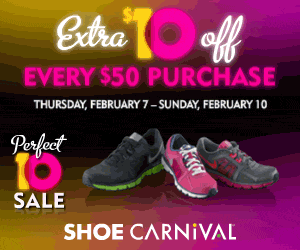 Shoe Carnival | New $10 off Every $50 Purchase