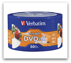 Verbatim 50-Pack White 16x DVD-R Discs for $9.99 + Free Shipping