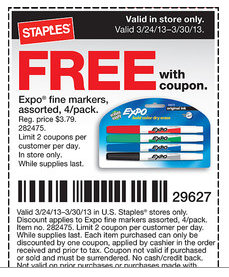 Possibly FREE Expo Markers at Staples