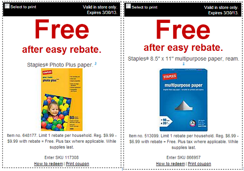 FREE Staples Copy and Photo Paper after Easy Rebates