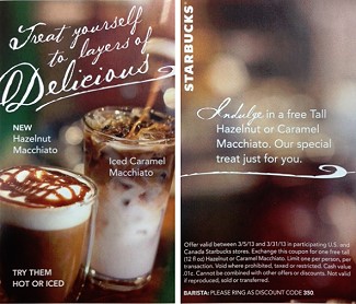 Possibly FREE Hazelnut or Caramel Macchiato at Starbucks