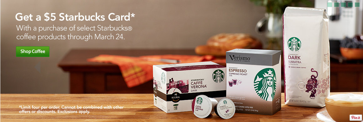 FREE $5 Starbucks Card With Purchase of Select Products