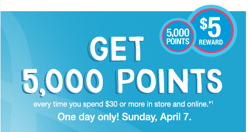Walgreens: 5,000 Balance Rewards Points with $30 Purchase (4/7 ONLY)
