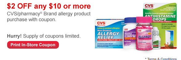 CVS: $2 off $10 Purchase of CVS Allergy Purchase