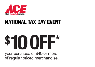 Ace Hardware: $10 Off $40 Purchase (In-store or Online)