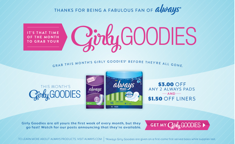 New Always Girlie Goodies Coupons (Request Now)