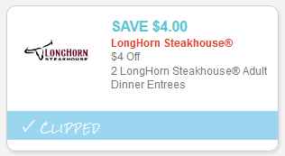 New $4 Off LongHorn Steakhouse Printable Coupon