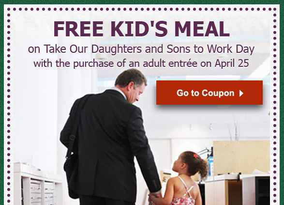 Olive Garden Printable Coupon | FREE Kid’s Meal on Take Your Child to Work Day