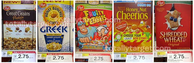 Post or Big G Cereals For Under $1 at Target