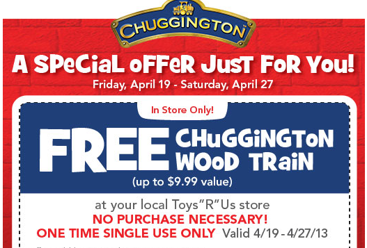 ToysRUS: FREE Chuggington Wood Train Plus 20% Off Coupons