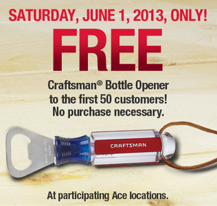 FREE Craftsman Bottle Opener at Ace Hardware Stores (June 1st)