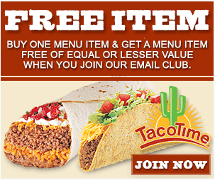 Taco Time and Blimpie Email Clubs = FREE Item Printable Coupons