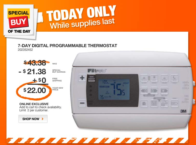 Home Depot: 3M Filtrete 7-Day programmable Thermostats for $22 shipped (Today Only)