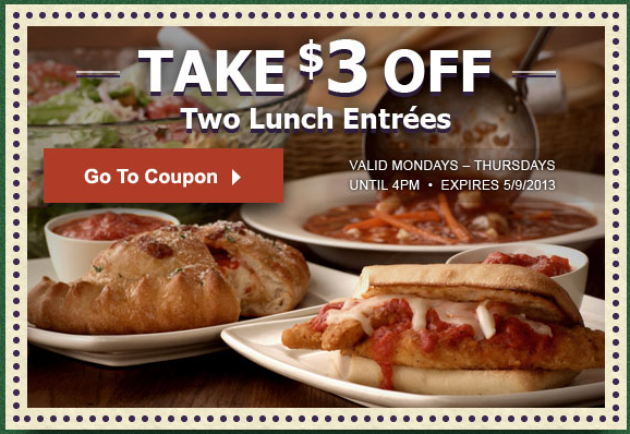 3 Off 2 Olive Garden Lunch Printable Coupon