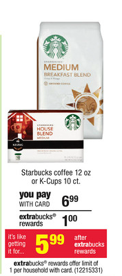 Starbucks Coffee or K-Cups Deal at CVS