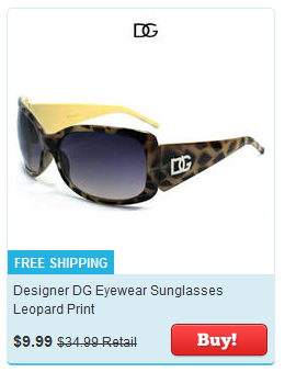 Designer DG Eyewear Sunglasses Leopard Print for $9.99 plus Free Shipping