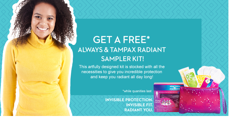 FREE Always & Tampax Radiant Sampler Kit