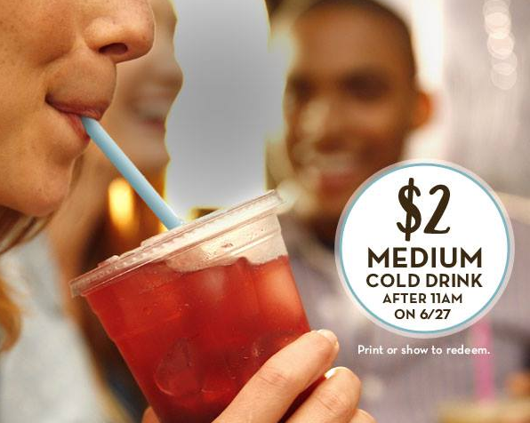 Caribou Coffee $2 Medium Cold Drinks After 11am on 6/27