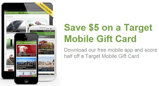 Groupon: $10 Target Mobile Gift Card for $5 (Live at 12PM CT)