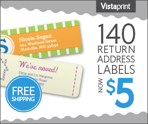 Vistaprint:140 Personalized Labels for Only $5, Including Shipping!