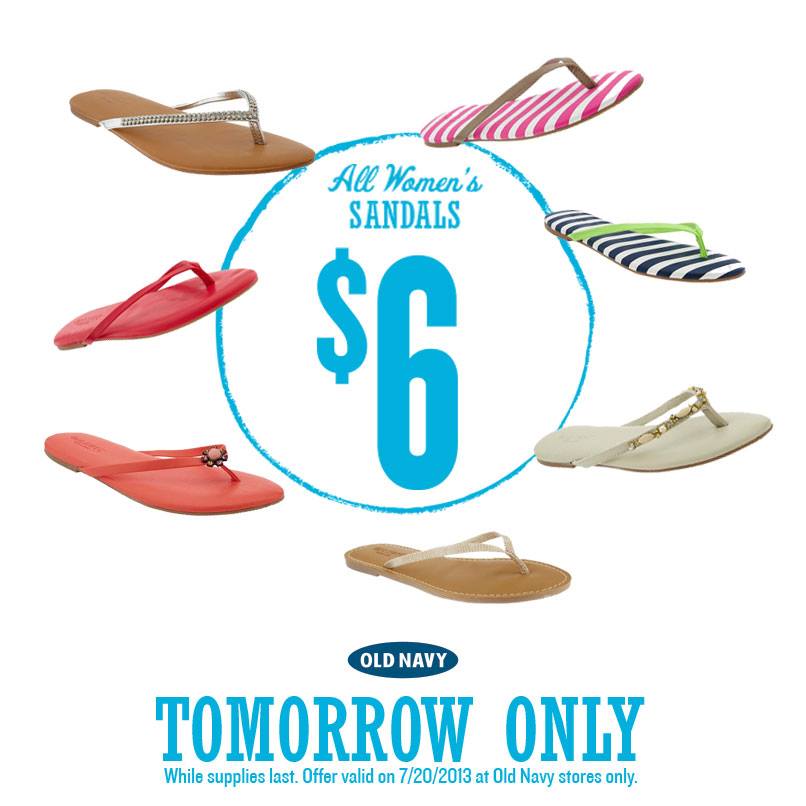 Old Navy: $6 Women’s Sandals and $15 off $50 Coupon