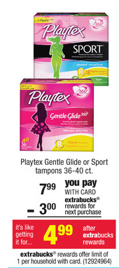 CVS: Playtex Gentle Glide Tampons only $1.99 per box (reg $7.99)