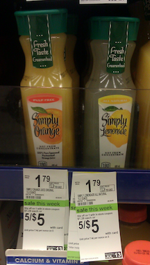 Walgreens: Simply Orange and Lemonade just 50 Cents per Bottle