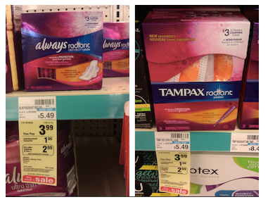 Tampax and Always Products for 99¢ at CVS