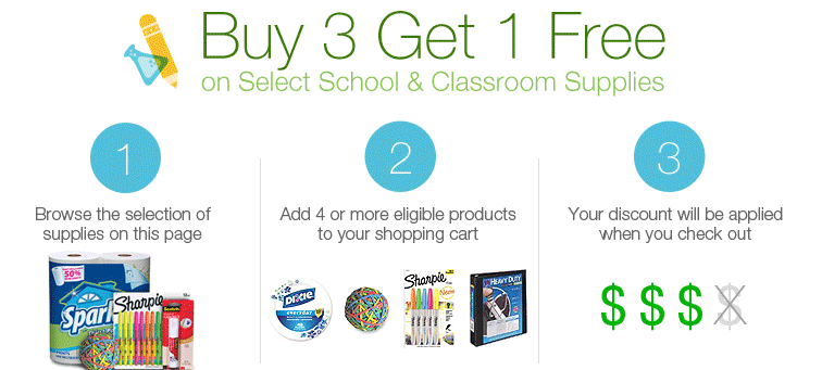 Amazon Buy 3 Get 1 Free School and Classroom Promotion