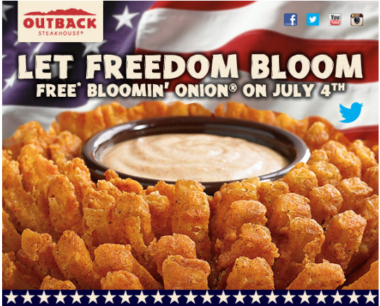 Outback Steakhouse: Free Bloomin’ Onion on July 4th