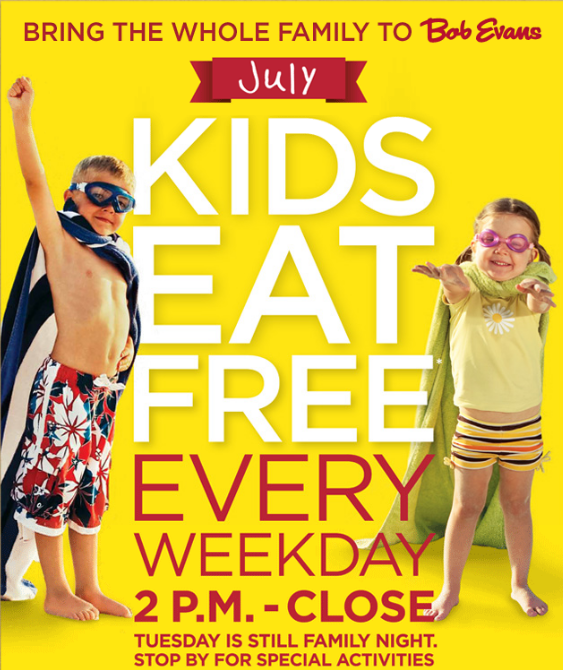 Kids Eat FREE All July Long at Bob Evans