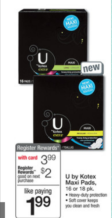 New U by Kotex Printable Coupon = $0.99 Pads at Walgreens