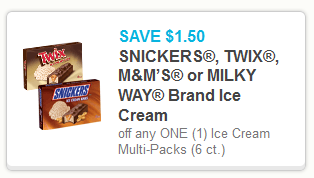 Snickers Ice Cream Bars Printable Coupon + Walmart and Target Deals