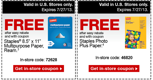 FREE Staples Multipurpose Paper and Photo Paper and $5 off $30 Purchase