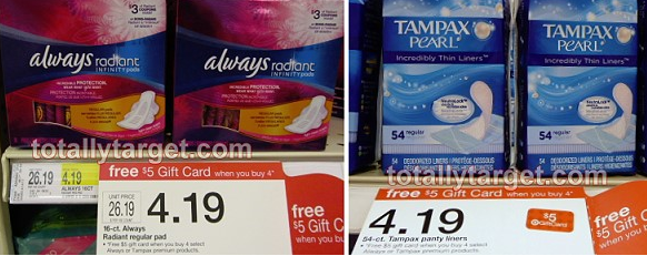 Always and Tampax Target Gift Card Deals Plus FREE Always Liners